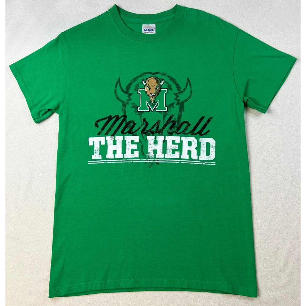 MARSHALL UNIVERSITY The Herd T-Shirt Mens Small Green Thundering Herd